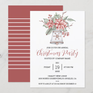 Watercolor Christmas Bell  Invitation