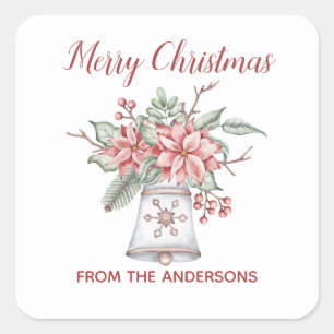 Watercolor Christmas Bell  Square Sticker