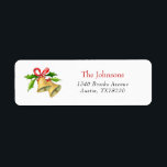Watercolor Christmas Bells Address labels<br><div class="desc">Address your Holiday envelopes with this hand painted watercolor golden bells with red bow and berries.</div>