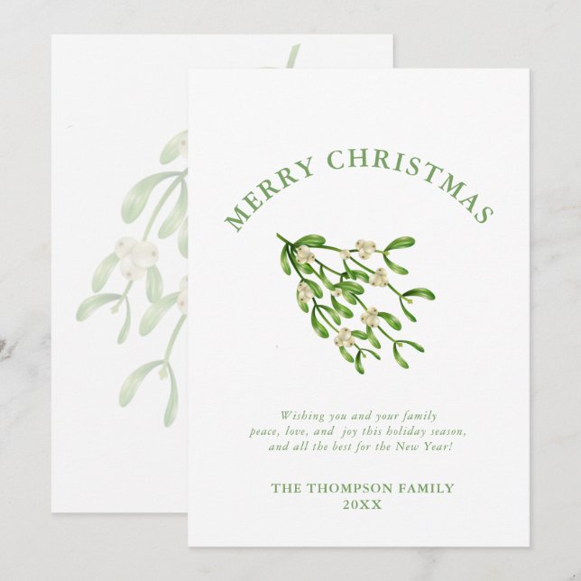 Watercolor Christmas berry branches Greenery    Holiday Card (Front/Back)