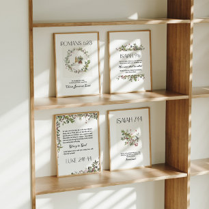 Watercolor Christmas bible verse set of 4 wall art