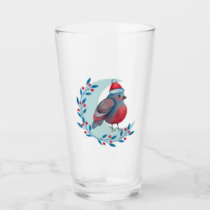 Watercolor Christmas Blue Bird On Moon Glass