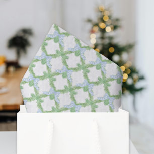 Watercolor Christmas Blue Bow Garland Tissue Paper