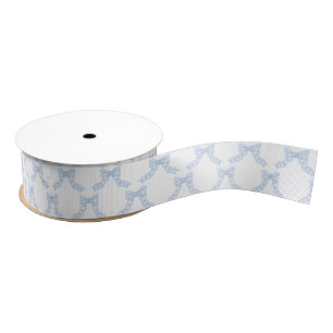 Watercolor Christmas Blue Bows Grosgrain Ribbon