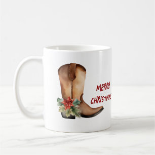 Watercolor Christmas Boot Coffee Mug