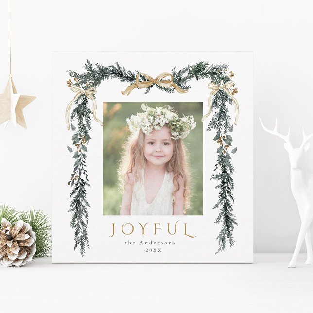 Watercolor Christmas Border Photo Square Holiday Card (Creator Uploaded)