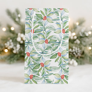 Watercolor Christmas Botanicals Small Gift Bag