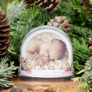 Watercolor Christmas Bouquet Baby First Christmas Snowglobe