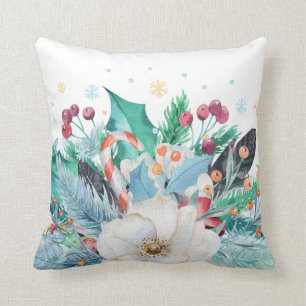 Watercolor Christmas Bouquet  Cushion