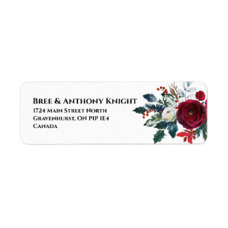 Watercolor Christmas Bouquet Return Address Label