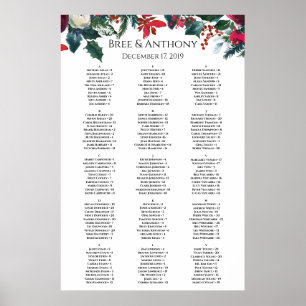 Watercolor Christmas Bouquet Wedding Seating Chart