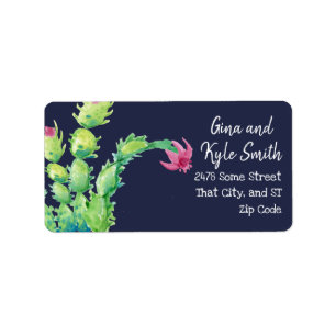 Watercolor Christmas Cactus Mailing Address Labels