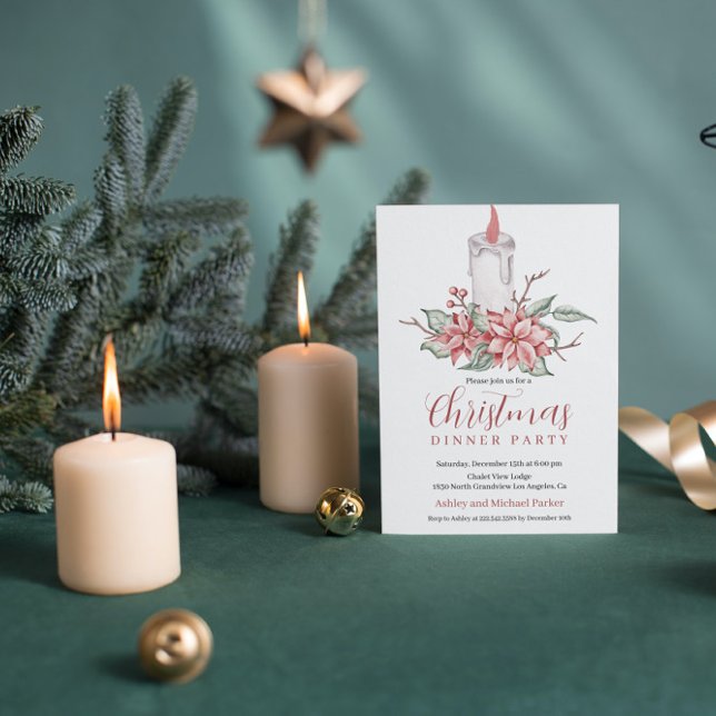 Watercolor Christmas Candle  Invitation (Creator Uploaded)
