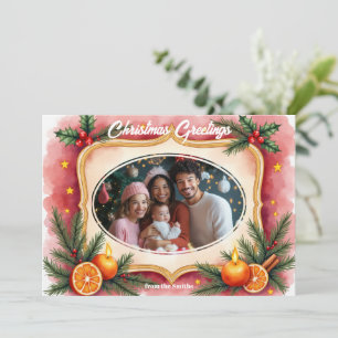 Watercolor Christmas Candlelight & Citrus card