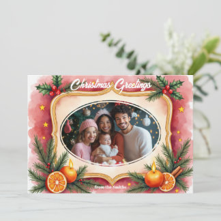 Watercolor Christmas Candlelight & Citrus card