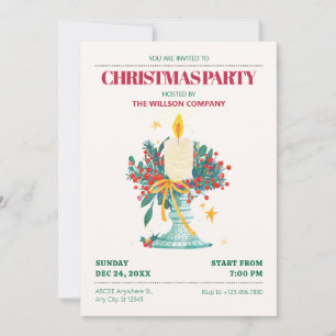 Watercolor Christmas Candles Invitation