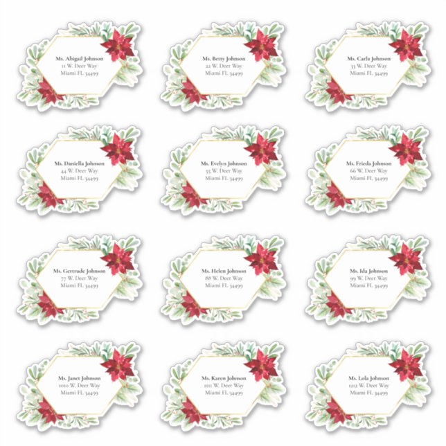 Watercolor Christmas Card Address Labels (Front)
