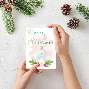 Watercolor Christmas card, Christmas card, angel Holiday Card