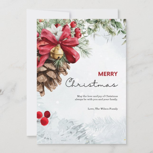 Watercolor Christmas Card Simple Greeting (Front)