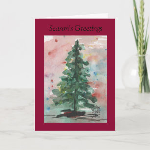Watercolor Christmas Card: Tree Holiday Card