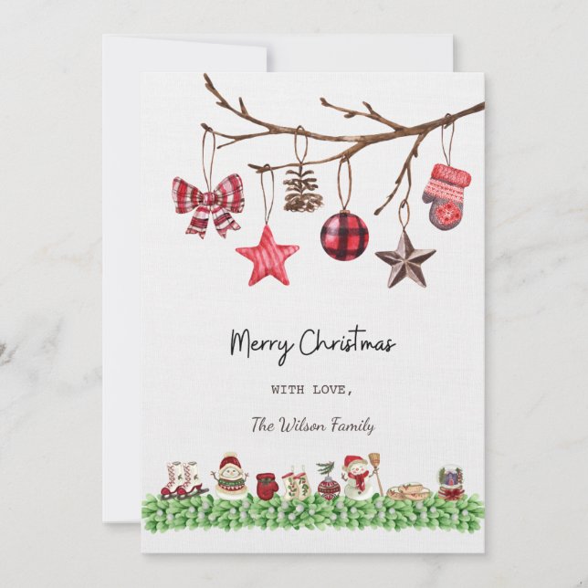 Watercolor Christmas Card White (Front)