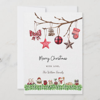 Watercolor Christmas Card White