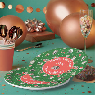 Watercolor Christmas Cats Whimisical Paper Plate