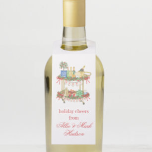 Watercolor Christmas Champagne Bar Cart Bottle Tag