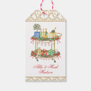 Watercolor Christmas Champagne Bar Cart Gift Tags