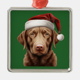 Watercolor Christmas Chesapeake Bay Retriever Metal Tree Decoration