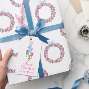 Watercolor Christmas Colourful Tinsel & Baubles Gift Tags