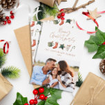 Watercolor Christmas cookie 1 photo Foil Holiday Card<br><div class="desc">A fun festive design featuring watercolor winter favourites - hot chocolate,  candy cane,  stocking. Merry Christmas in contemporary 1 photo script font,  perfect to celebrate the holiday season. can be edited,  part of a collection.</div>