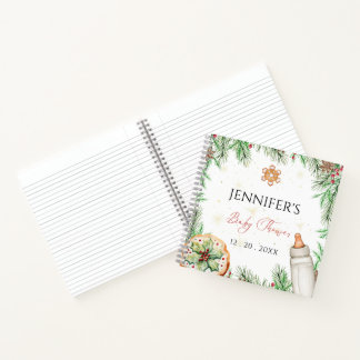 Watercolor Christmas Cookie Baby Shower Guestbook Notebook