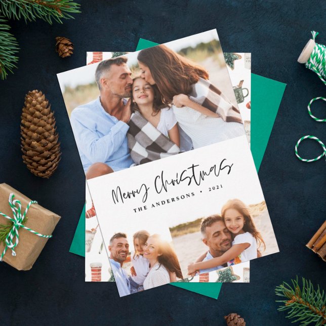 Watercolor Christmas cookie drinks candy 3 photo Holiday Card (Creator Uploaded)