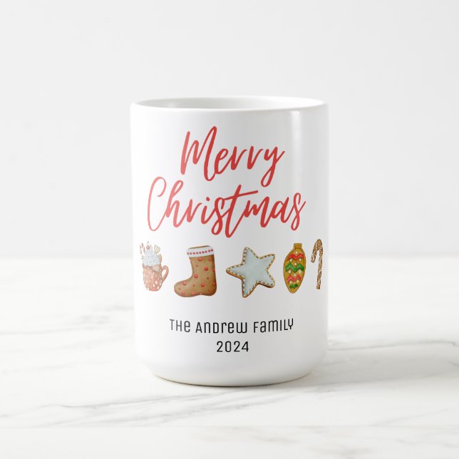 Watercolor Christmas cookie drinks candy  Coffee Mug (Center)