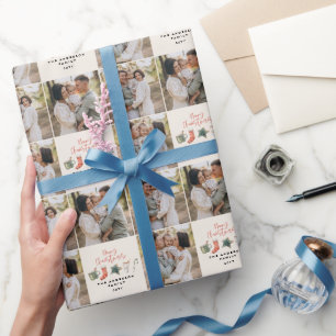 Watercolor Christmas cookie multi photo rustic Wrapping Paper