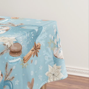 Watercolor Christmas Cookies & Cocoa & Snowflakes Tablecloth