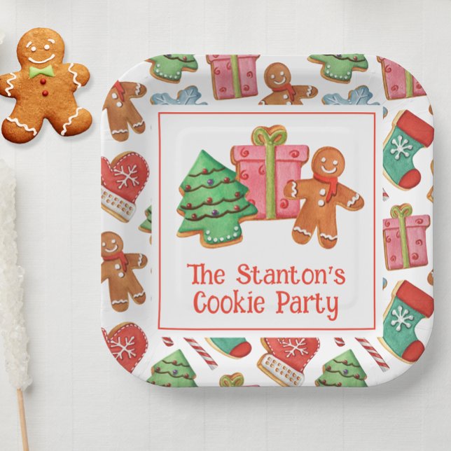 Watercolor Christmas Cookies Paper Plate (Creator Uploaded)