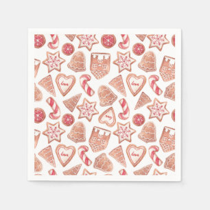 Watercolor Christmas Cookies Pattern Holiday Party Napkin