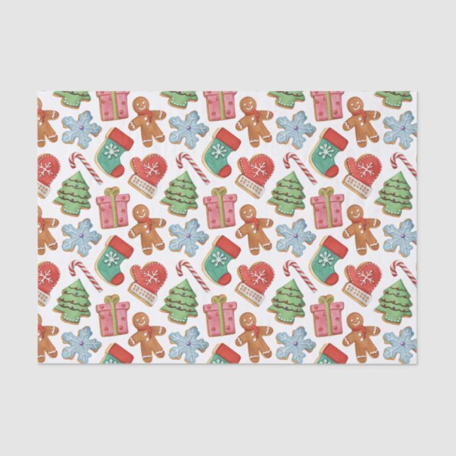 Watercolor Christmas Cookies Tissue Paper (Front)