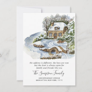 Watercolor Christmas Country Moving Announcement