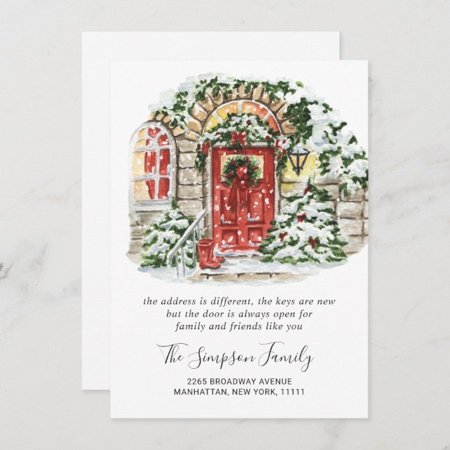 Watercolor Christmas Country  Moving  Announcement (Front/Back)