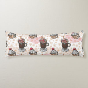 Watercolor christmas cupcake hand drawn body cushion