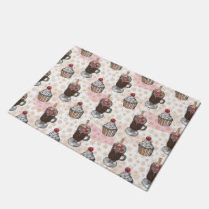 Watercolor christmas cupcake hand drawn doormat