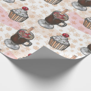 Watercolor christmas cupcake hand drawn wrapping paper