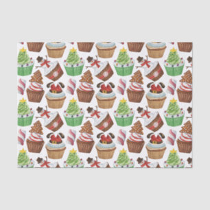 Watercolor Christmas Cupcakes Tissue Paper