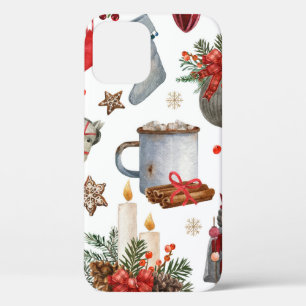 Watercolor christmas decoration pattern iPhone 12 case