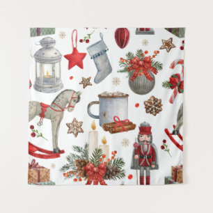 Watercolor christmas decoration pattern tapestry