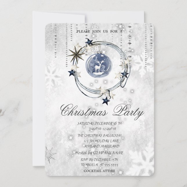 Watercolor Christmas Decorations Christmas Party Invitation (Front)