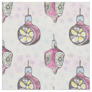 Watercolor Christmas decorations Fabric